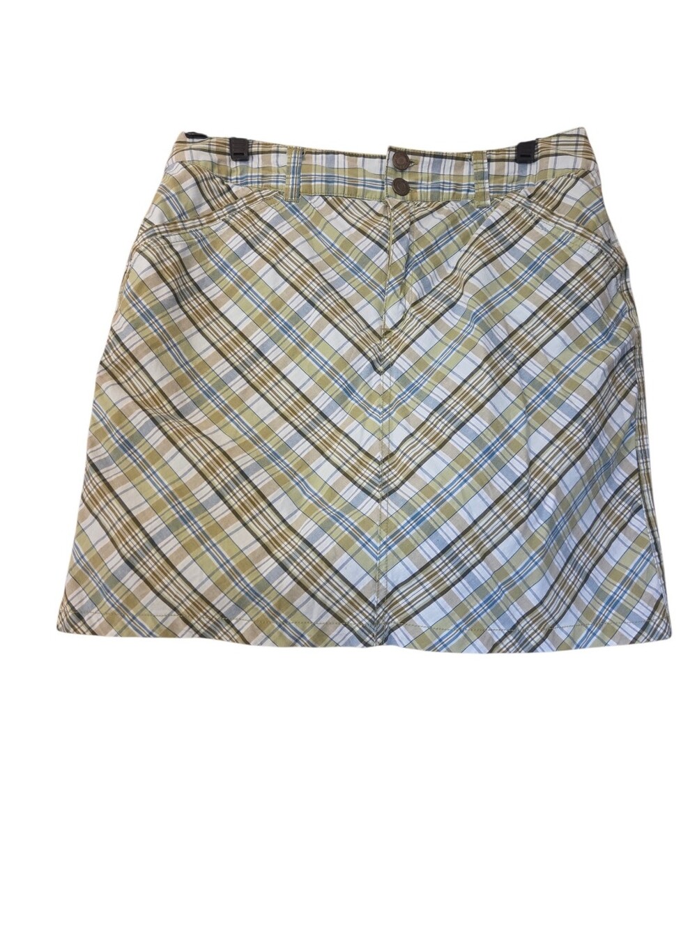 Croft & Barrow Blue Green Plaid Skort Boho 70's Retro Size 10